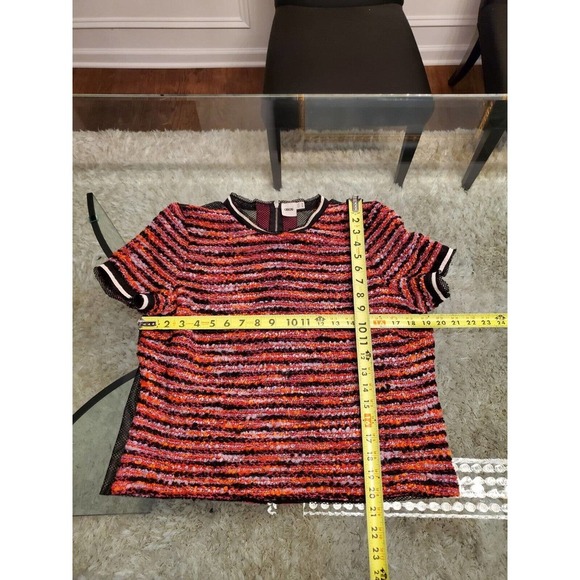 ASOS Womens Multicolor Striped Acrylic Short Sleeve Round Neck Top Blouse 10 - Picture 10 of 12